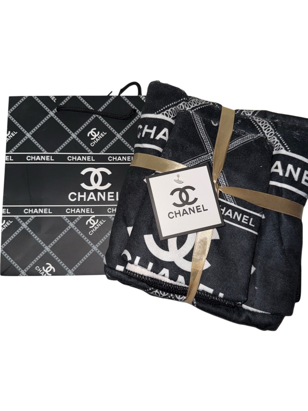 Monogram Print Cotton Blend Towel Set
